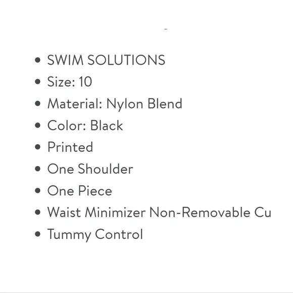 Swim Solutions Women's Black Printed Tummy Control One Shoulder One Piec… - Picture 5 of 6